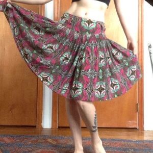 Silk Oilily floral pleated midi skirt